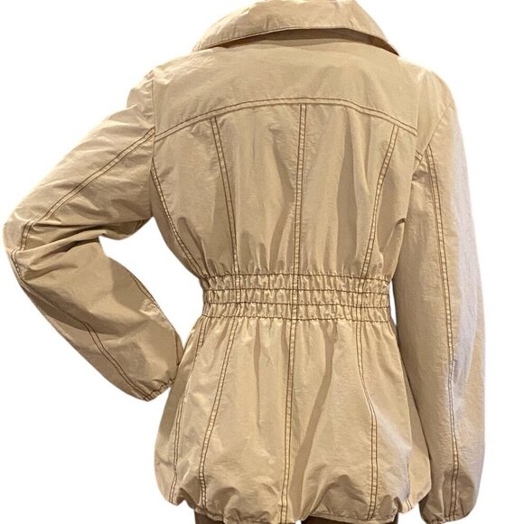 Sonoma Life + Style Spring Jacket Full Zip Nipped In Smock Waist XL Beige #328B - Picture 7 of 12